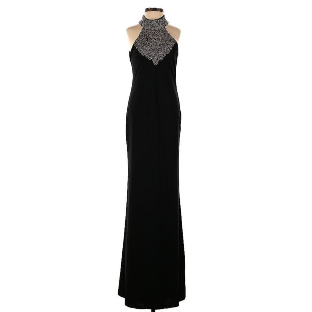 Parker Women's Black Kyler Halter Neckline Sleeveless Cocktail Gown Dress Size 2